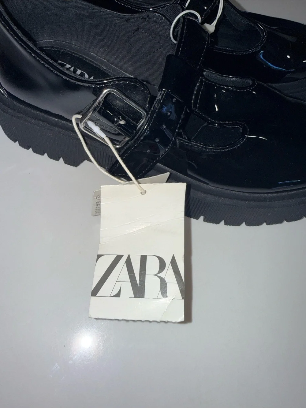 Zara Black Patent Girls Mary Jane Chunky Sole Shoes Size EU 35 / US 3–3.5Y